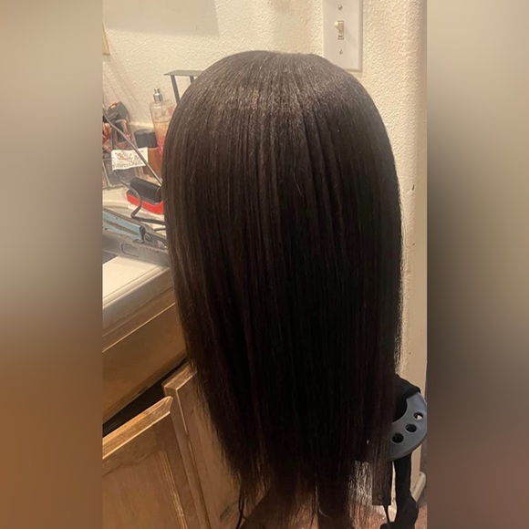 Kinky Straight Human Hair Wig Kinky Curly Edges Hairline 13x4 Lace Front - Picture 7 of 8